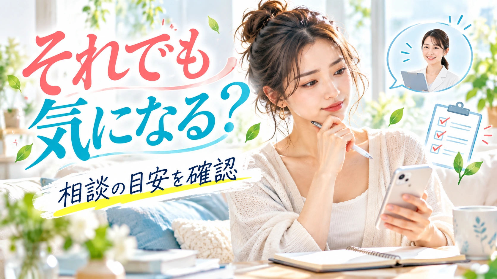 体臭についてスマートフォンで相談先を探す女性のイメージ