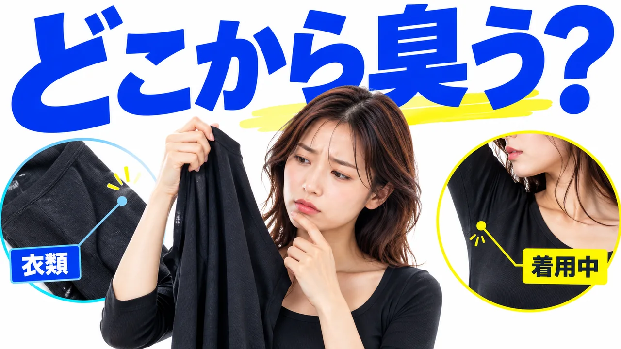 衣類のニオイか着用中のニオイか確認するためのイメージ