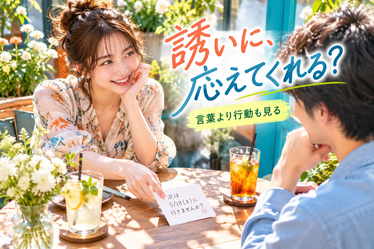 屋外カフェで次回の約束について話す男女