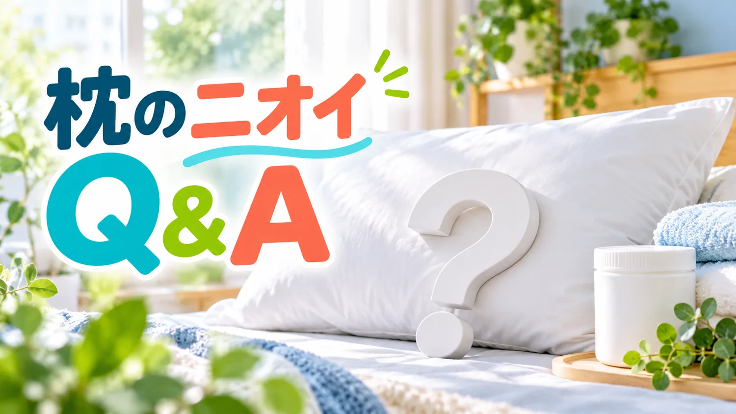枕のニオイに関する疑問を示すQ&Aのビジュアル