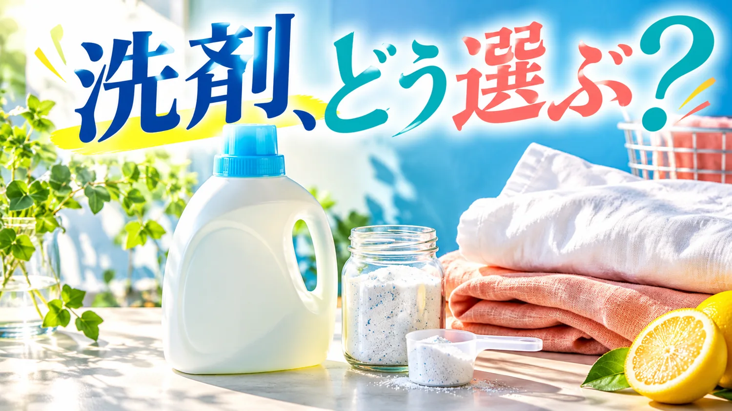 衣料用洗剤と酸素系漂白剤を選ぶイメージ