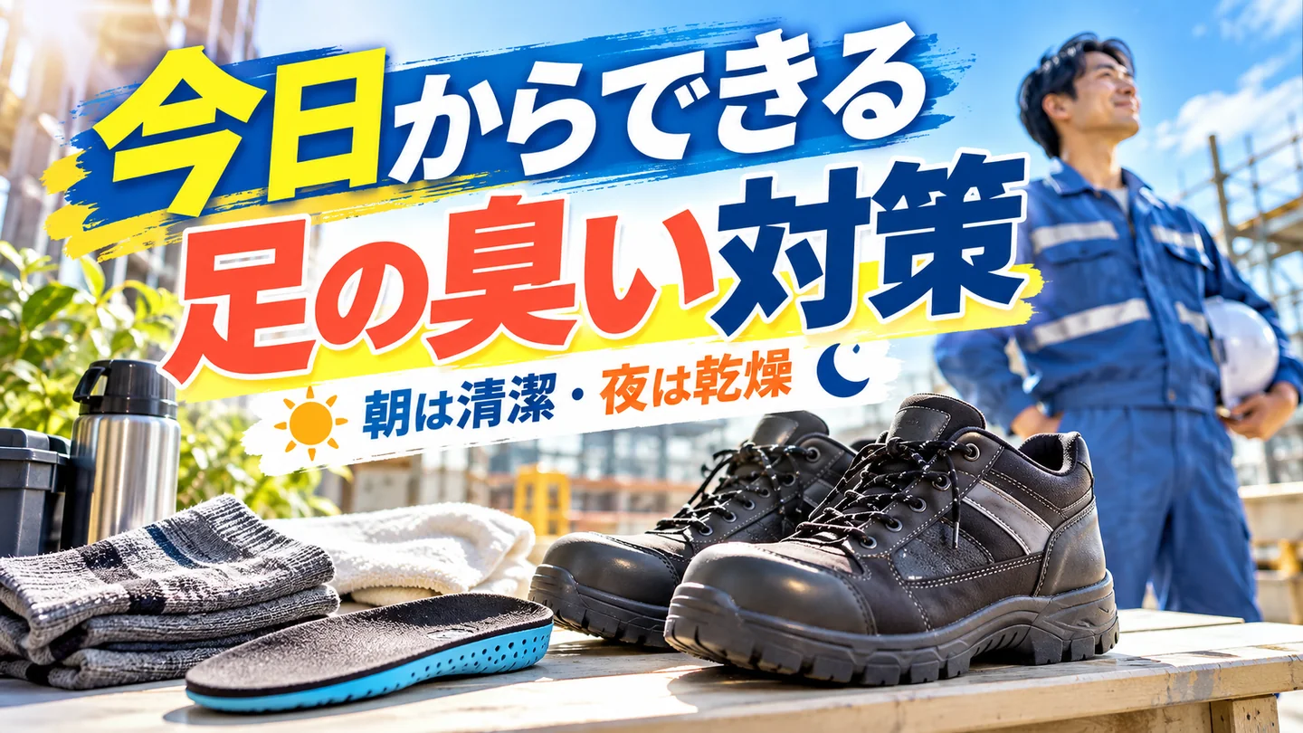 安全靴と靴下と中敷きと朝夜の臭い対策をまとめた画像