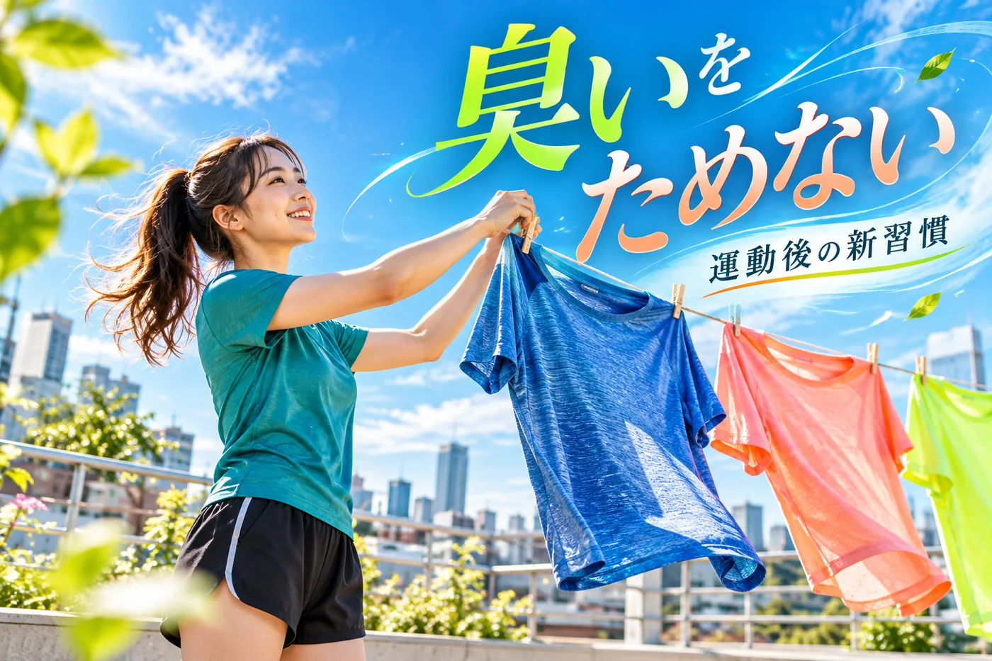 洗ったスポーツウェアを風通しよく干して臭いをためない習慣