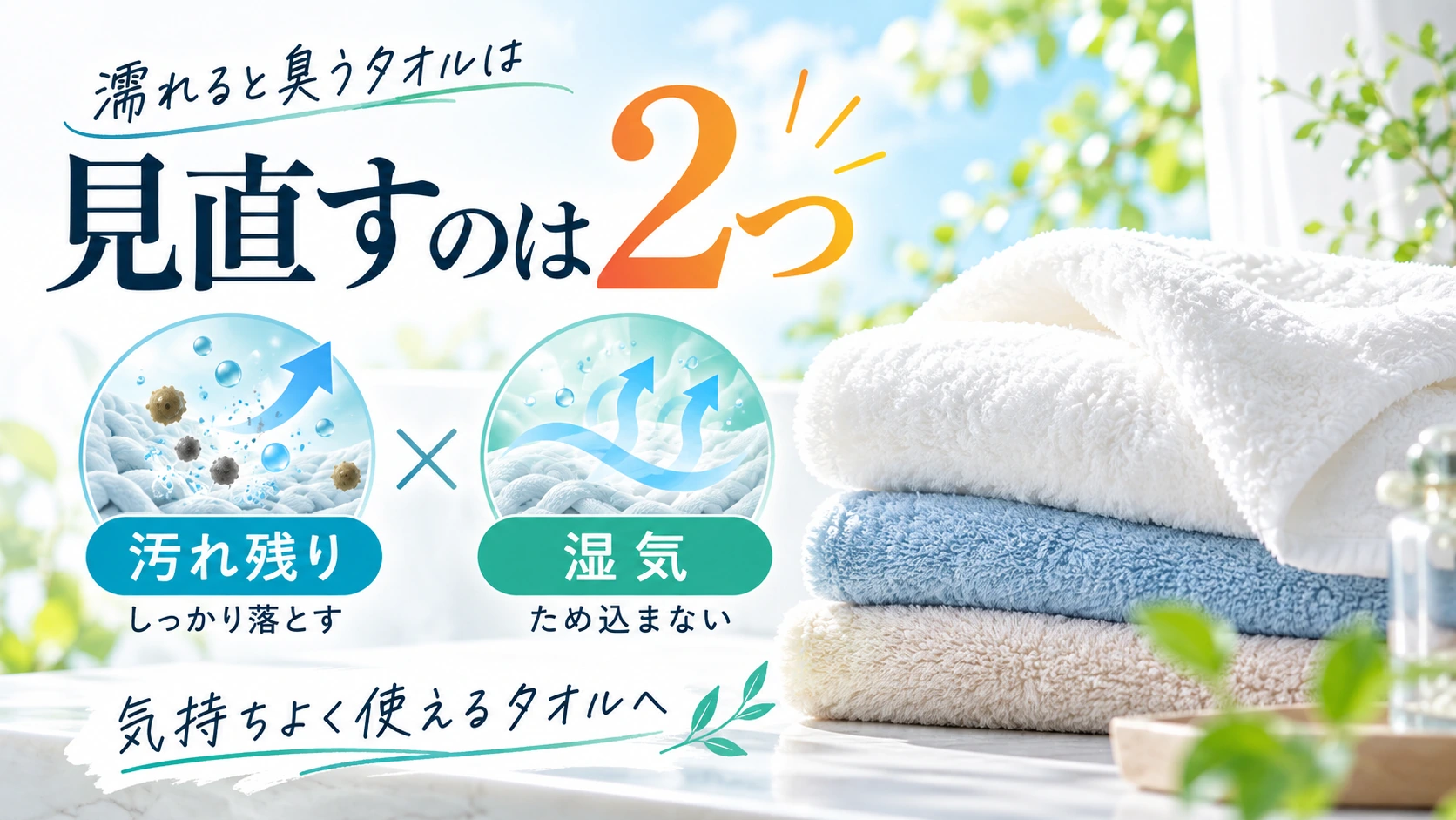 ニオイの元を減らして気持ちよくタオルを使うことをまとめた画像